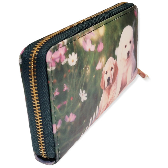 Womens Wallet PUPPY DOGS Large Clutch Zipper Billfold Credit Card Pocketbook - Picture 3 of 4
